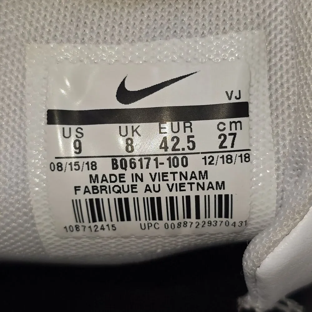Nike Air Max 270 Leather Men's Size 9 White Black Running Shoes (BQ6171-100)